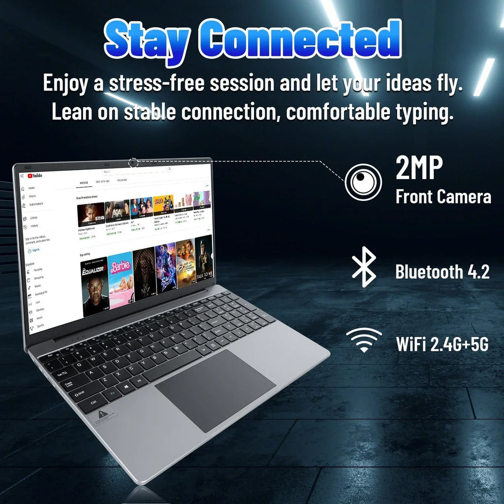 URAO LT1505 15.6 Inch Laptop 16GB DDR4 512GB SSD Intel N5095 IPS Display 1080P Windows11 38000mAh Battery Business Home Laptop