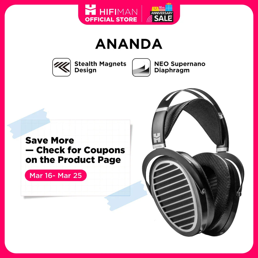 HIFIMAN Ananda Stealth Magnet Open-Back Over-Ear Full-Size Planar Magnetic Hi-Fi Headphones