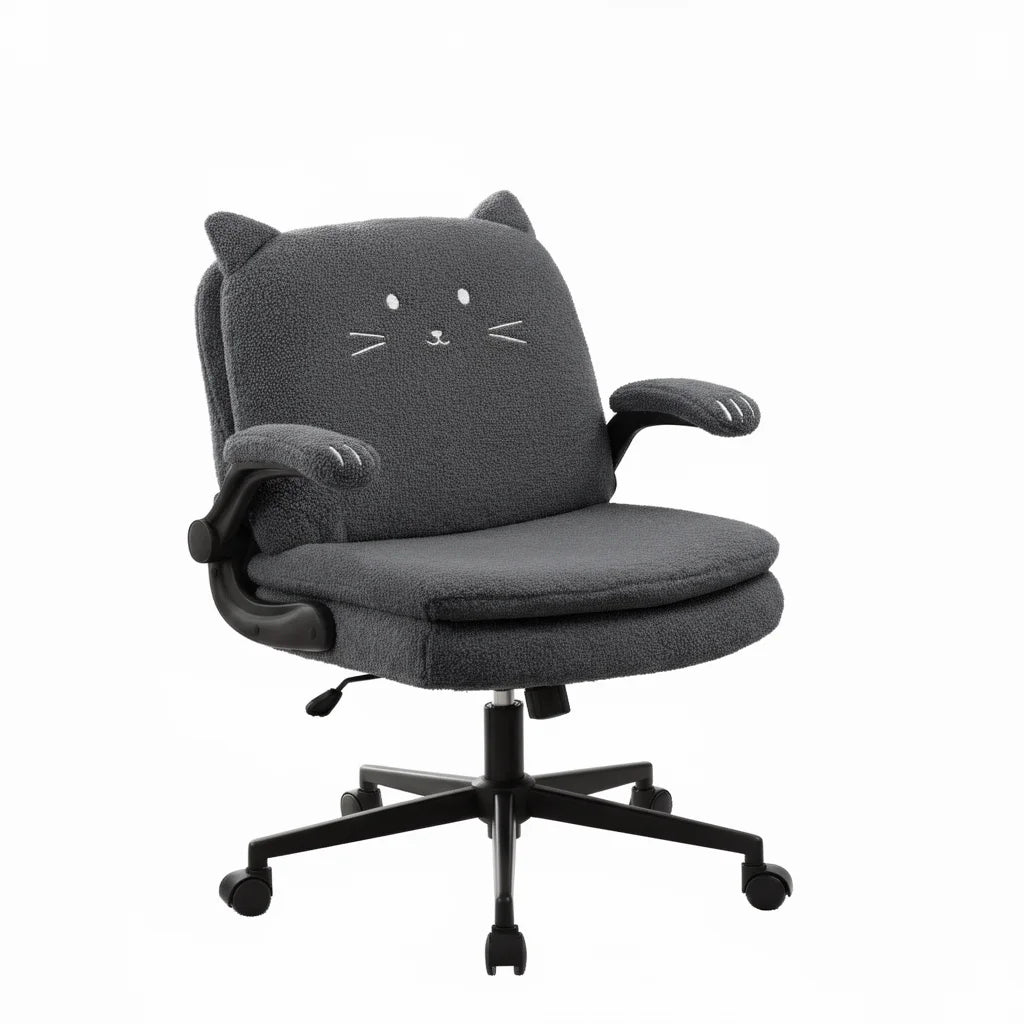 TCGBKAF Pink Criss Cross Chair with Wheels&Flip-Up Arms 25" Seat Cross Legged Office Chair with Flip-Up Back Ergonomic Computer Desk Chair Adjustable Swivel Vanity Fleece Chair for Home&Bedroom