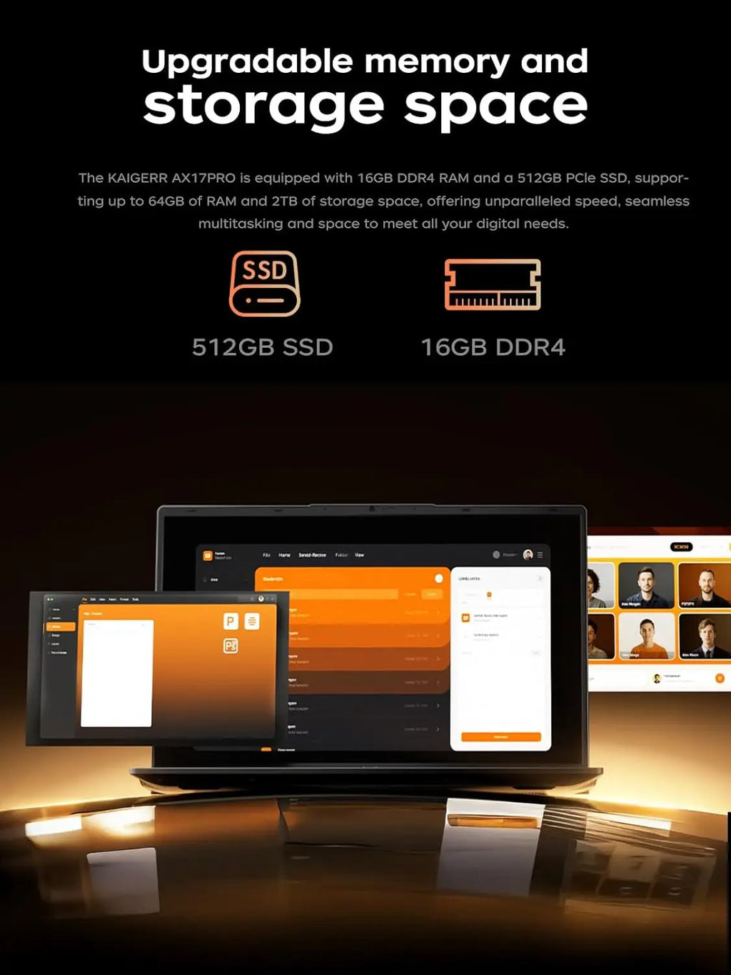KAMRUI AX17PRO Laptop 17.3Inch AMD Ryzen3 4300U up to 3.7GHz 16GB DDR4 512GB M.2 SSD 62.7Wh Battery 1920P FHD Win11 Computer