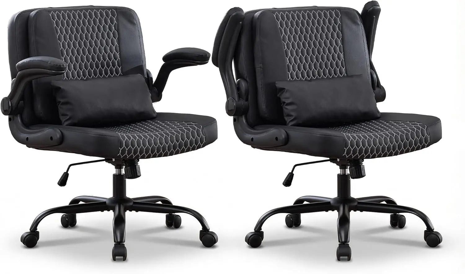 TCGBKAF Ergonomic Office Chair Criss Cross Chair with Flip Backrest PU Leather Adjustable Height Swivel Chair with Flip Up Arms