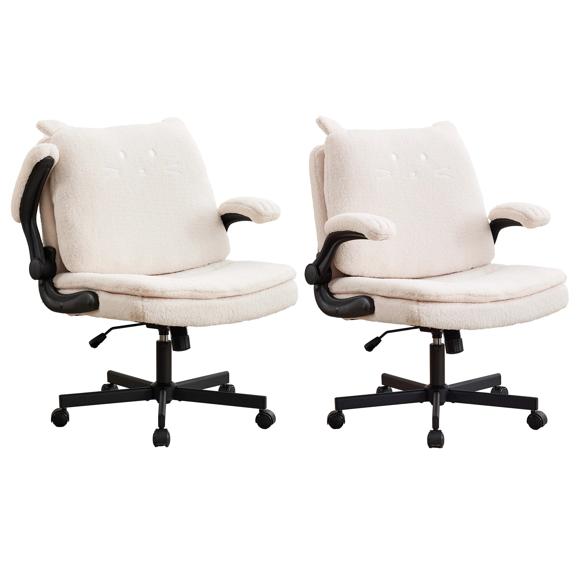 TCGBKAF Pink Criss Cross Chair with Wheels&Flip-Up Arms 25" Seat Cross Legged Office Chair with Flip-Up Back Ergonomic Computer Desk Chair Adjustable Swivel Vanity Fleece Chair for Home&Bedroom