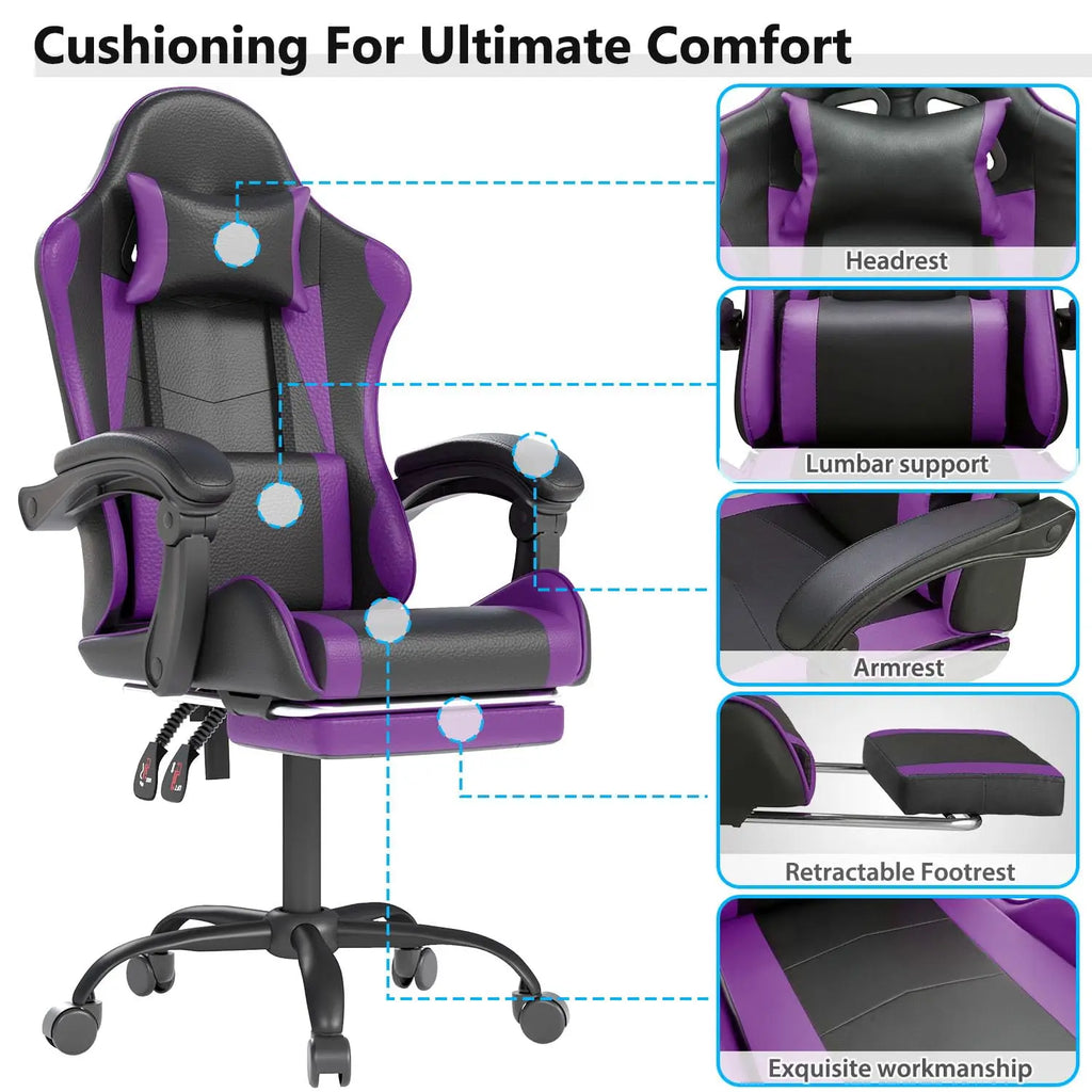 Gaming Chair with Headrest and Lumbar Support, Ergonomic High Back Office Chair, Racing Style Executive Computer, Customized