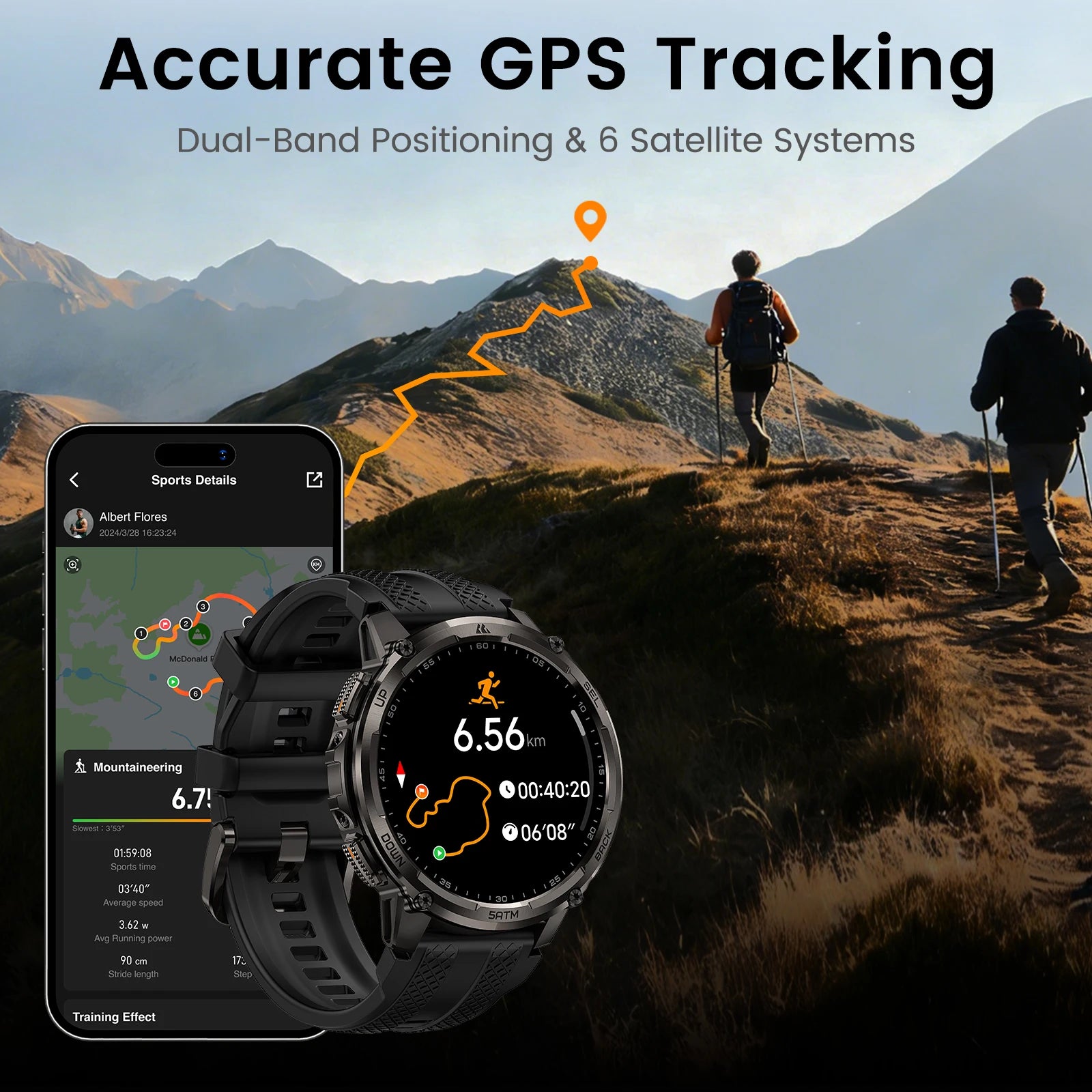 KOSPET Men’s Outdoor Rugged Smartwatch with Flashlight