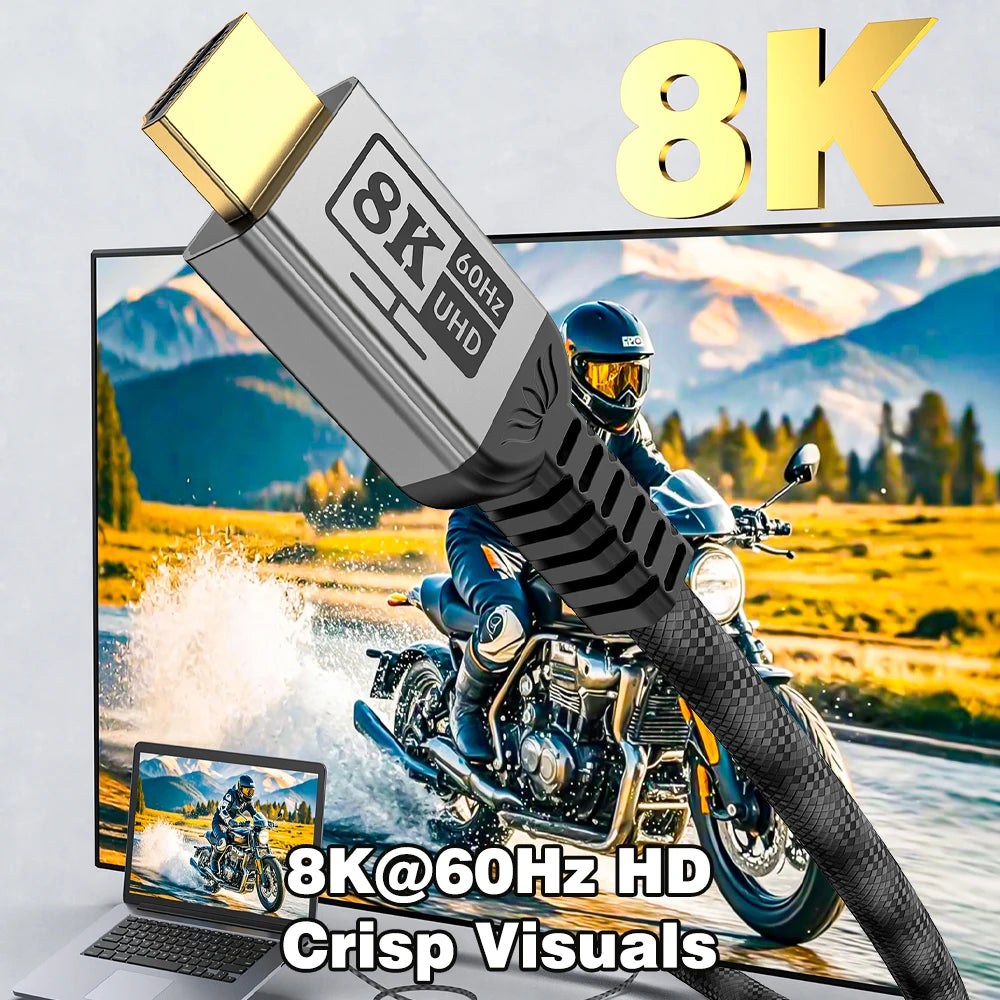 UGOURD Upgraded Version HDMI-Compatible2.1 Cable 48Gbps Braided 8K 60Hz 4K 165H 144Hz HDR HDCP2.3 Cord For PS5 Xbox Monitor HDTV