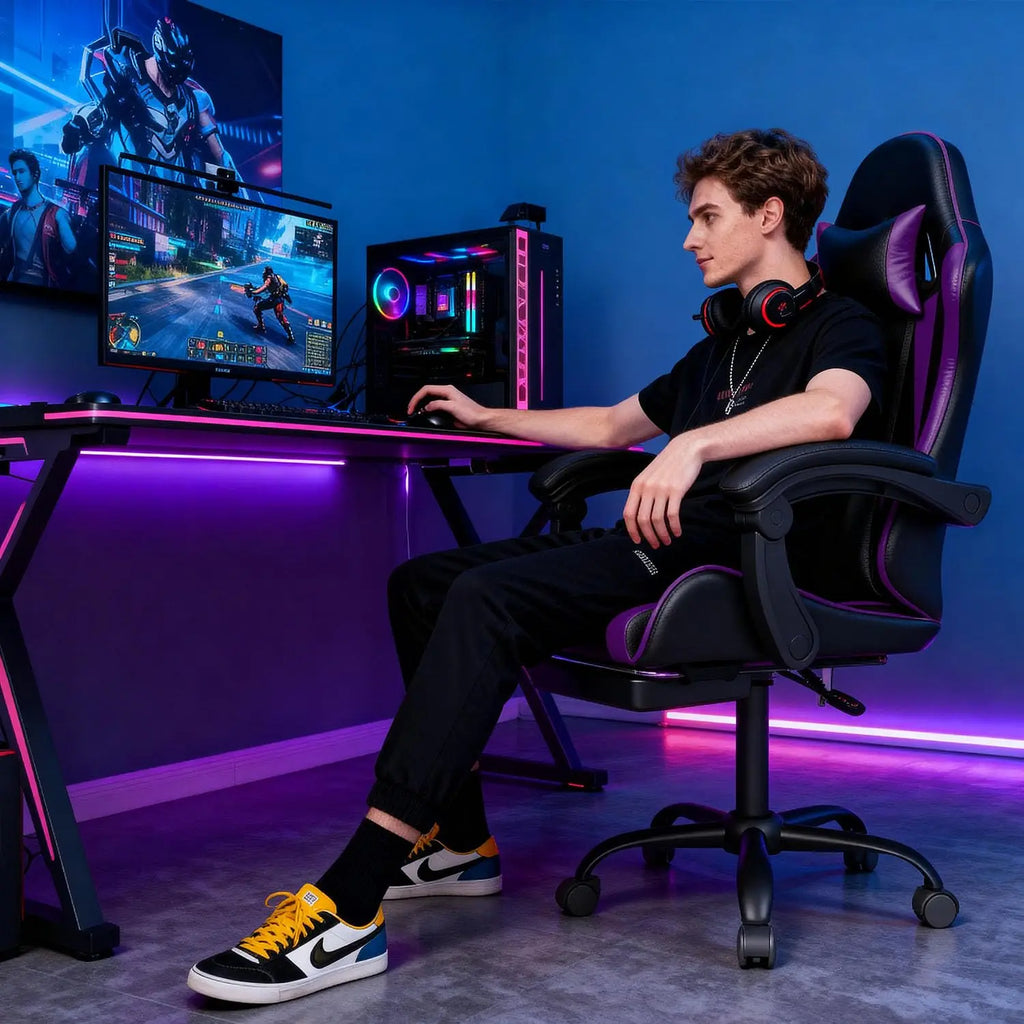 Gaming Chair with Headrest and Lumbar Support, Ergonomic High Back Office Chair, Racing Style Executive Computer, Customized