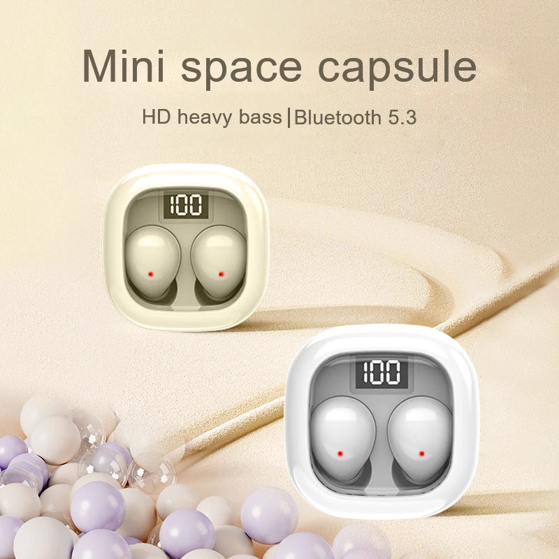 SK Small Headphones Wireless Bluetooth Headset Sport Sleeping Invisible Comfortable To Wear Bass Earbuds