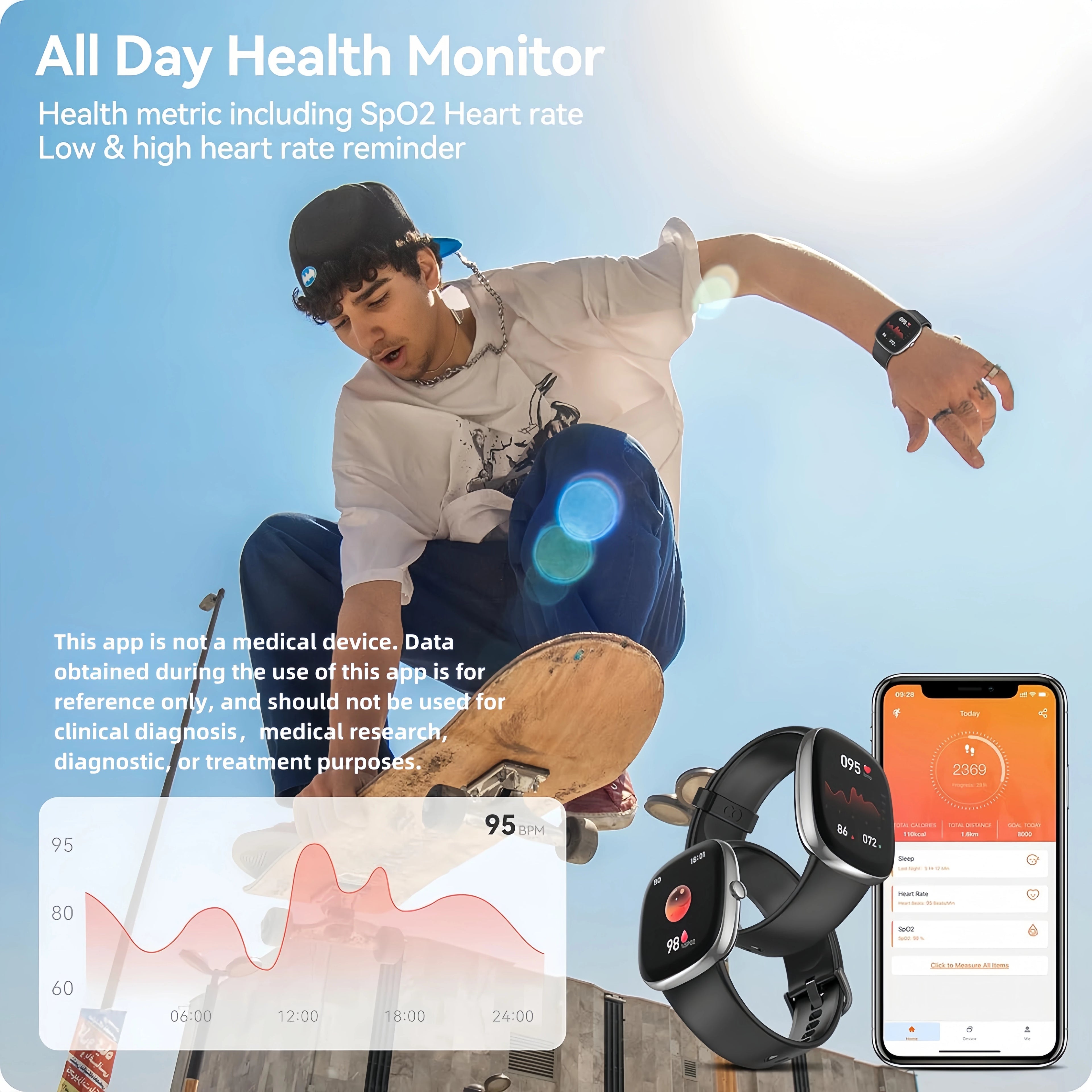 Smart Watches, Sleep Tracking,46mm,1.3oz,Step Calorie Counter Fitness Watch Activity Trackers Pedometer for iPhone