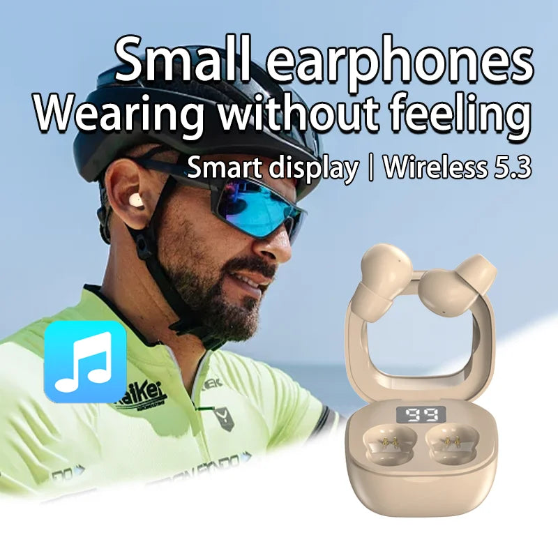 SK Small Headphones Wireless Bluetooth Headset Sport Sleeping Invisible Comfortable To Wear Bass Earbuds