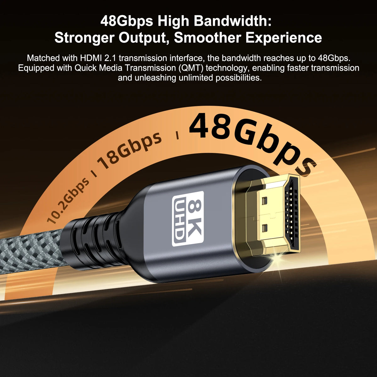 HDMI 2.1 Cable  8K 60Hz 4K 240Hz 48Gbps  Ultra High Speed HDR for HD TV Laptop Projector PS4 PS5