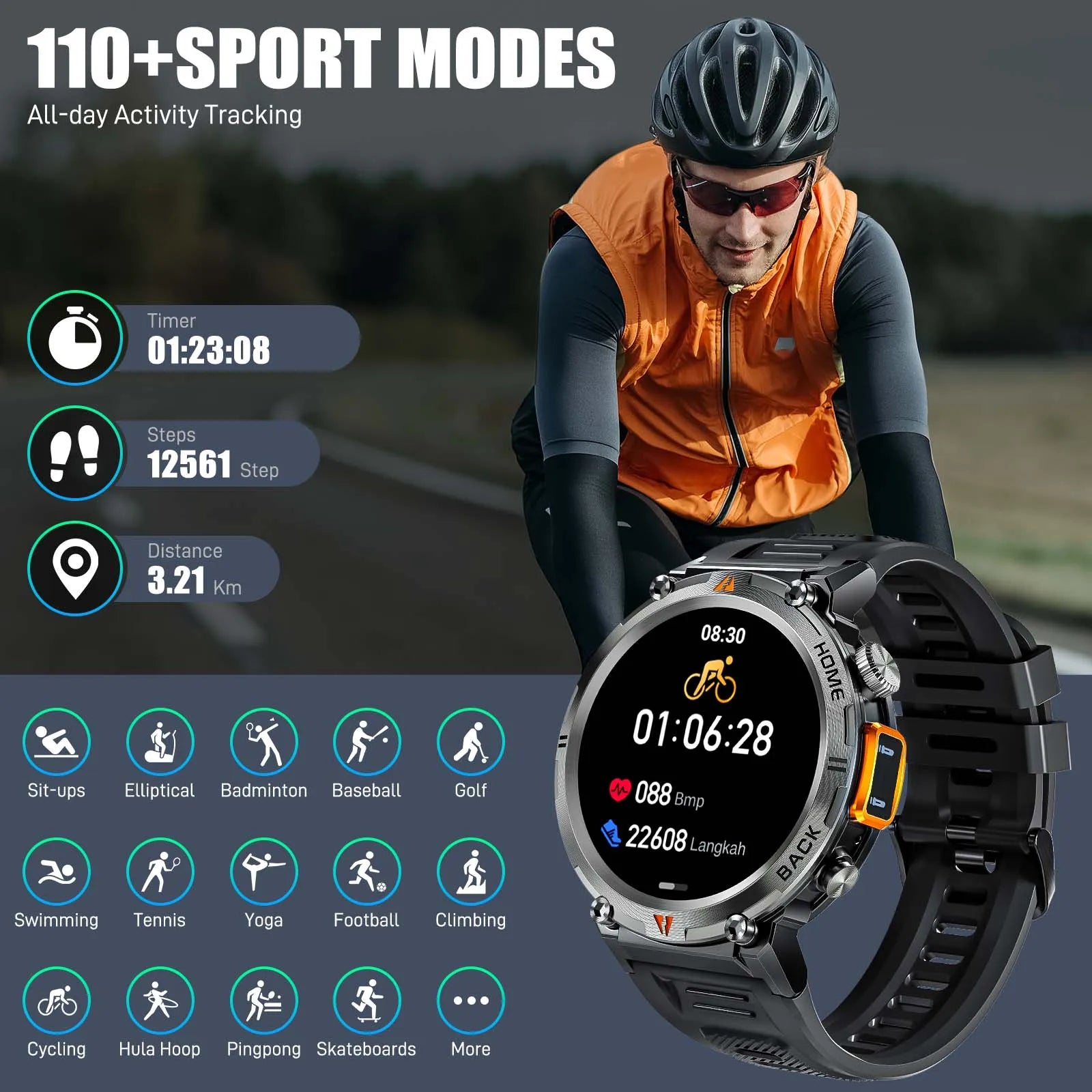EIGIIS KE3 2025 New Bluetooth Call smartwatch for men Full Touch Screen With Health Monitor heart rate Flashlight