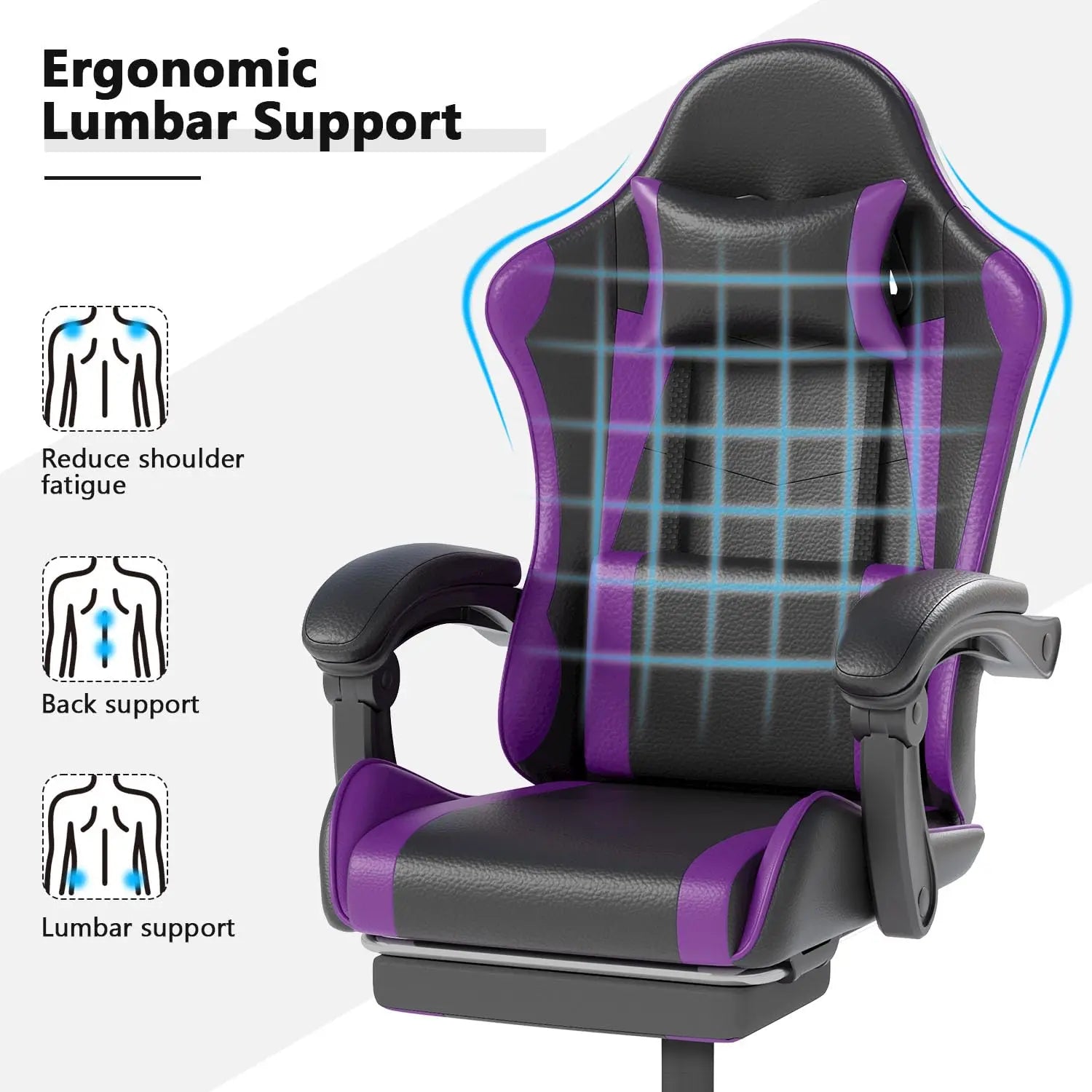 Gaming Chair with Headrest and Lumbar Support, Ergonomic High Back Office Chair, Racing Style Executive Computer, Customized