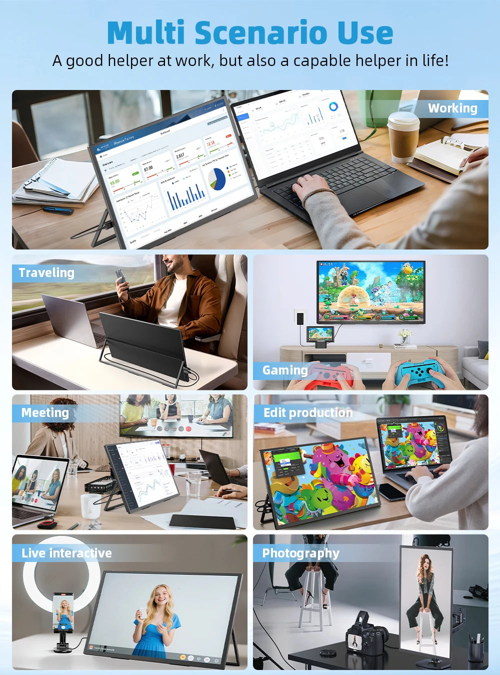 UPERFECT 18.4 inch 4K QLED Portable Monitor Gaming Computer Display Ultra-Slim Extend Screen For PS5/4 Switch Laptop PC Mac Xbox