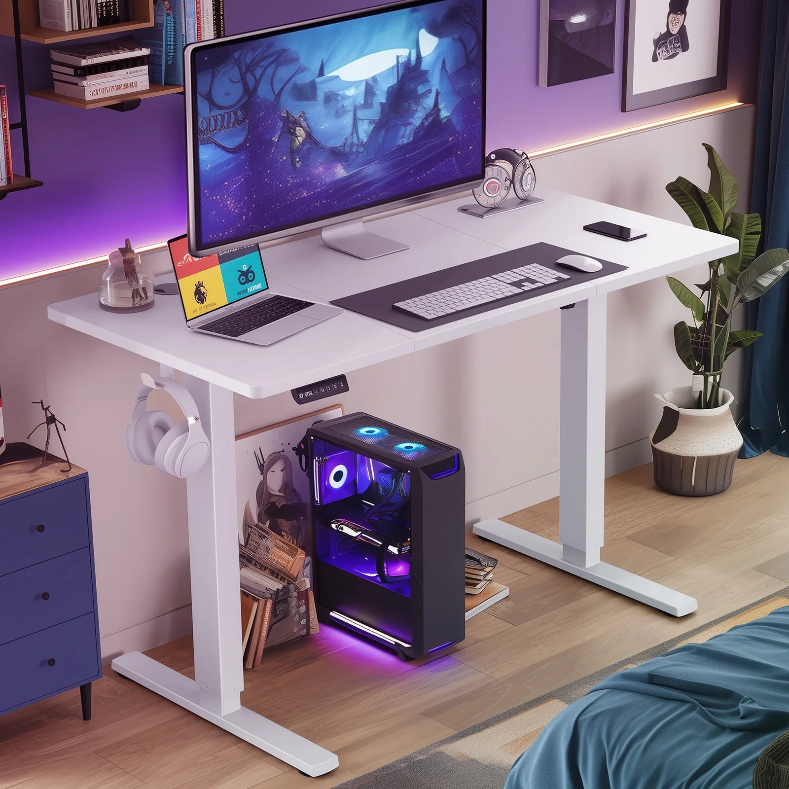 JHK 63x24 Inch Electric Standing Desk Ergonomic Height Adjustable Stand Up Sit Stand Computer Workstation Work Table For Office