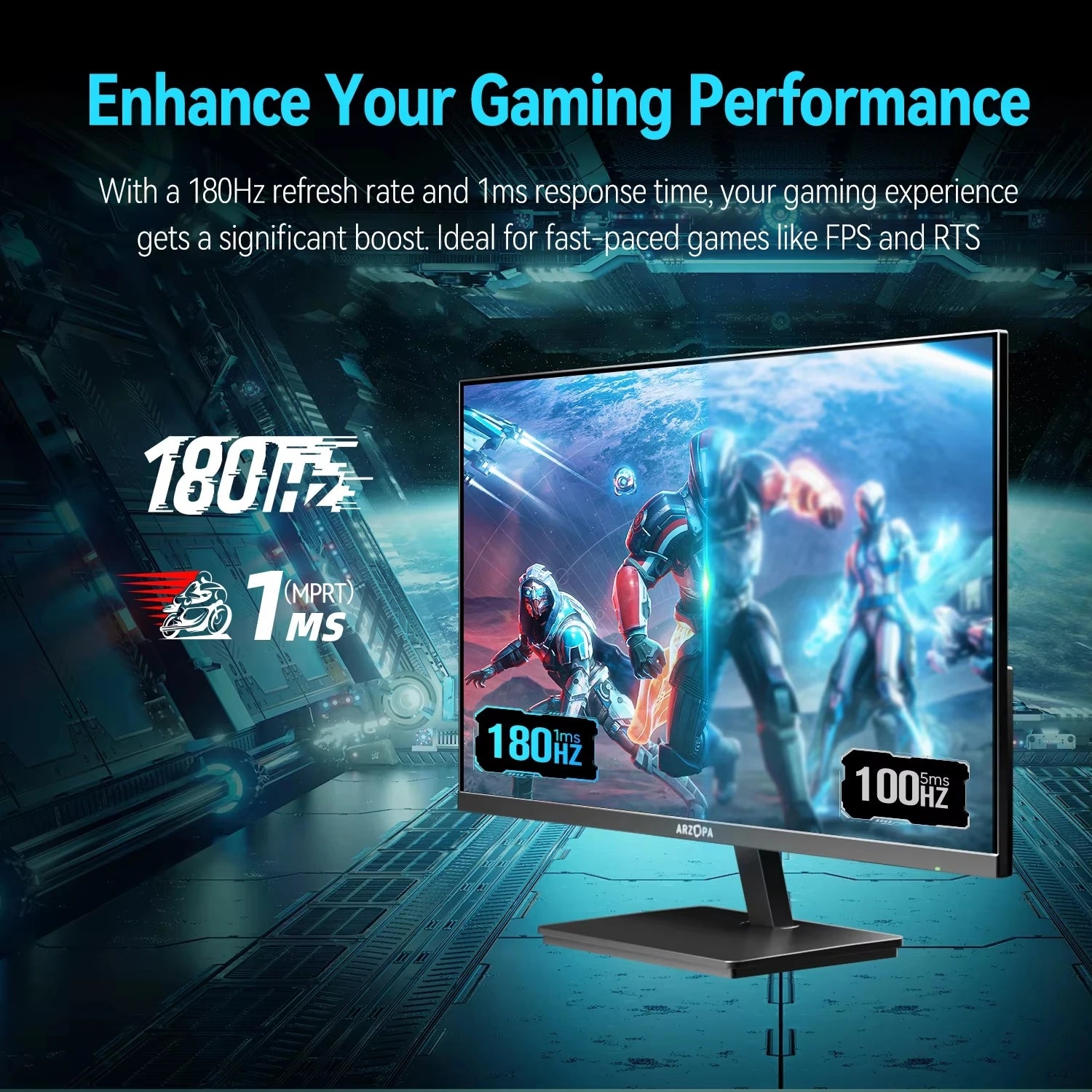New ARZOPA 27 inch monitor 180hz gaming monitor QHD 2K Monitor for PC,2560*1400,Fast IPS,with Type-C,Samsung DeX mode,FreeSync