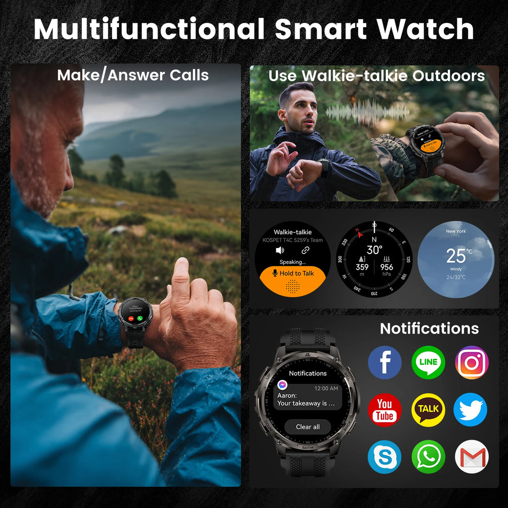 KOSPET Men’s Outdoor Rugged Smartwatch with Flashlight