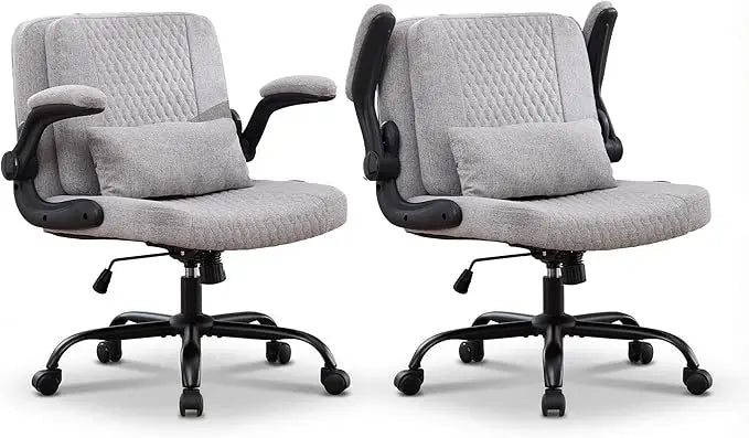 TCGBKAF Ergonomic Office Chair Criss Cross Chair with Flip Backrest PU Leather Adjustable Height Swivel Chair with Flip Up Arms