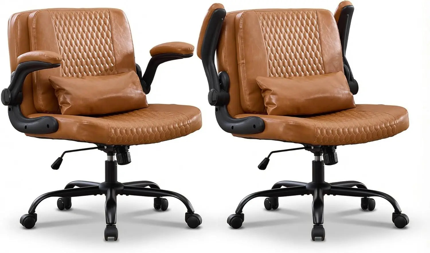 TCGBKAF Ergonomic Office Chair Criss Cross Chair with Flip Backrest PU Leather Adjustable Height Swivel Chair with Flip Up Arms