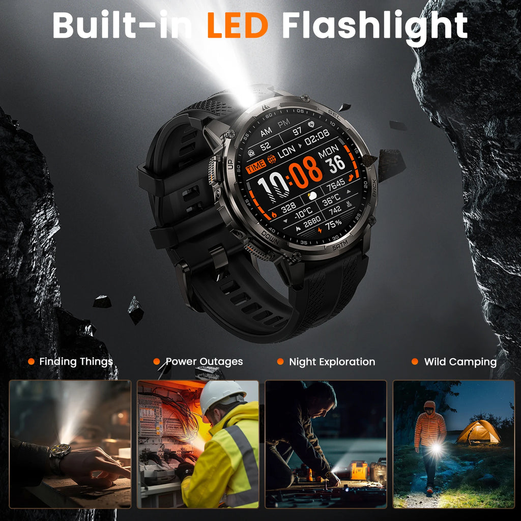 KOSPET Men’s Outdoor Rugged Smartwatch with Flashlight