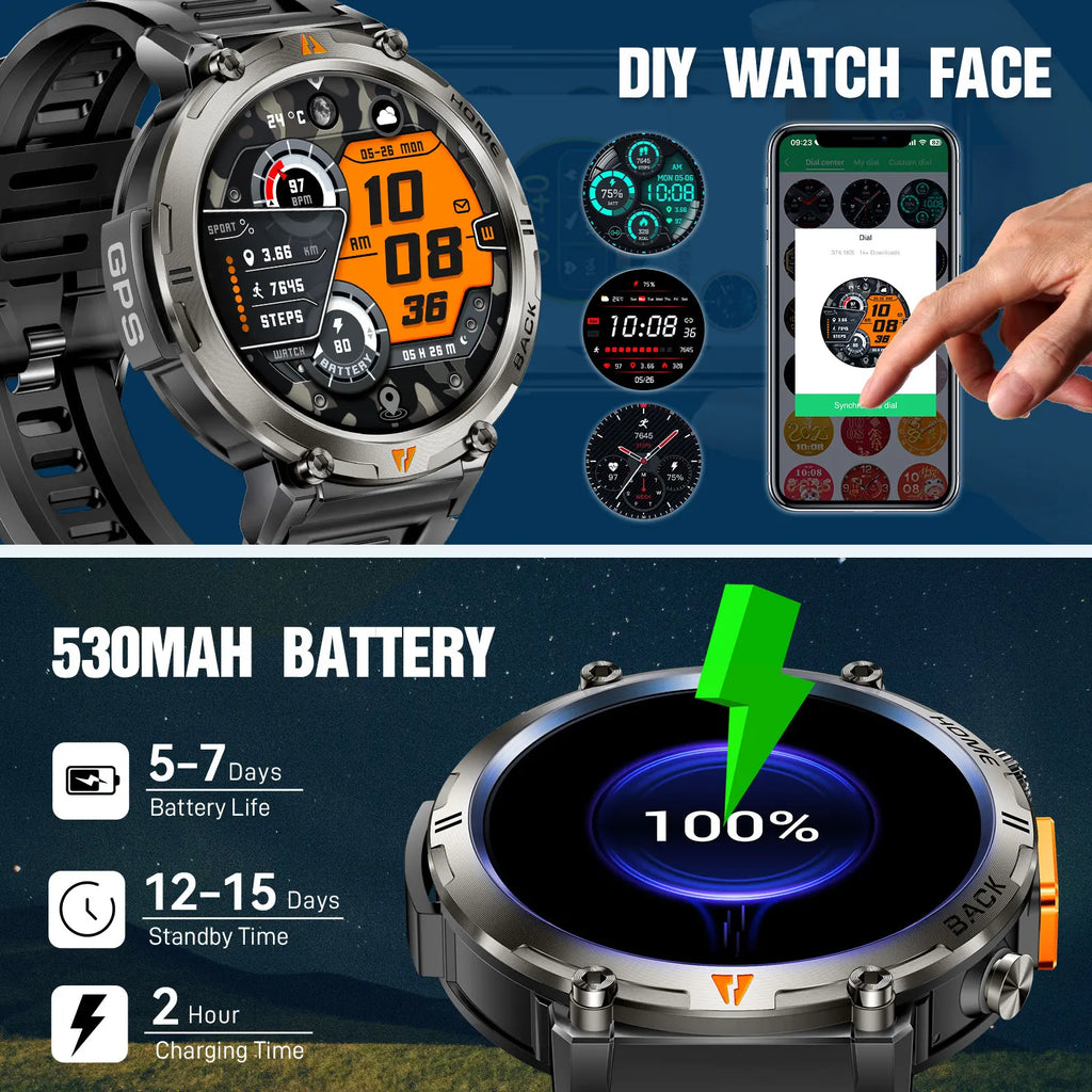 EIGIIS KE3 2025 New Bluetooth Call smartwatch for men Full Touch Screen With Health Monitor heart rate Flashlight