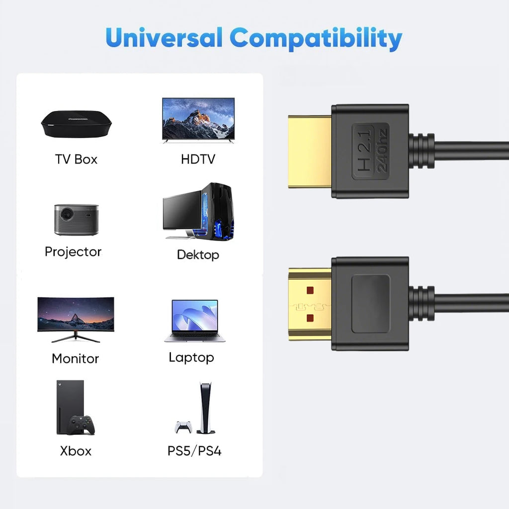 8K HDMI-compatible Cable 2.1 48Gbps High Speed 8K@60Hz 4K@240Hz for Gaming Monitor Graphics Card PC TV PS5 PS4 Projector