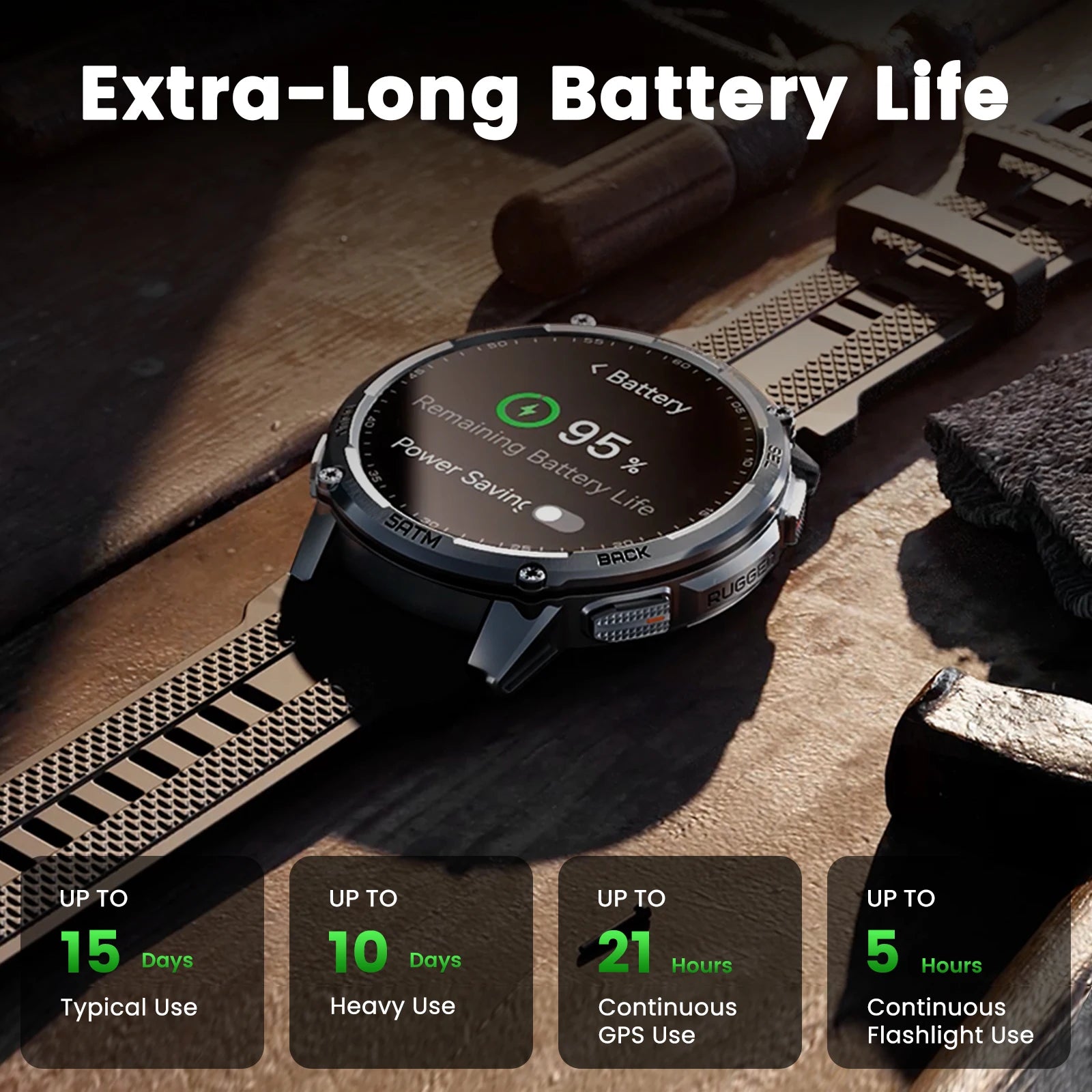 KOSPET Men’s Outdoor Rugged Smartwatch with Flashlight