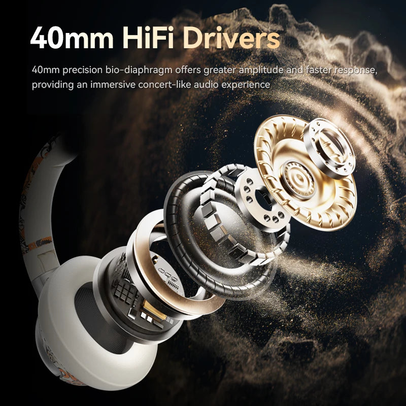 Wireless Headphones Graffiti Style LED Light Up Foldable Over Ear 350mAh Type-C Rechargeable
