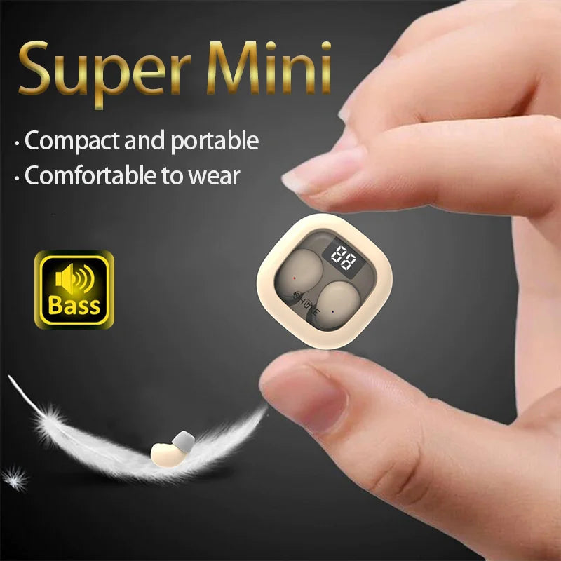 SK Small Headphones Wireless Bluetooth Headset Sport Sleeping Invisible Comfortable To Wear Bass Earbuds