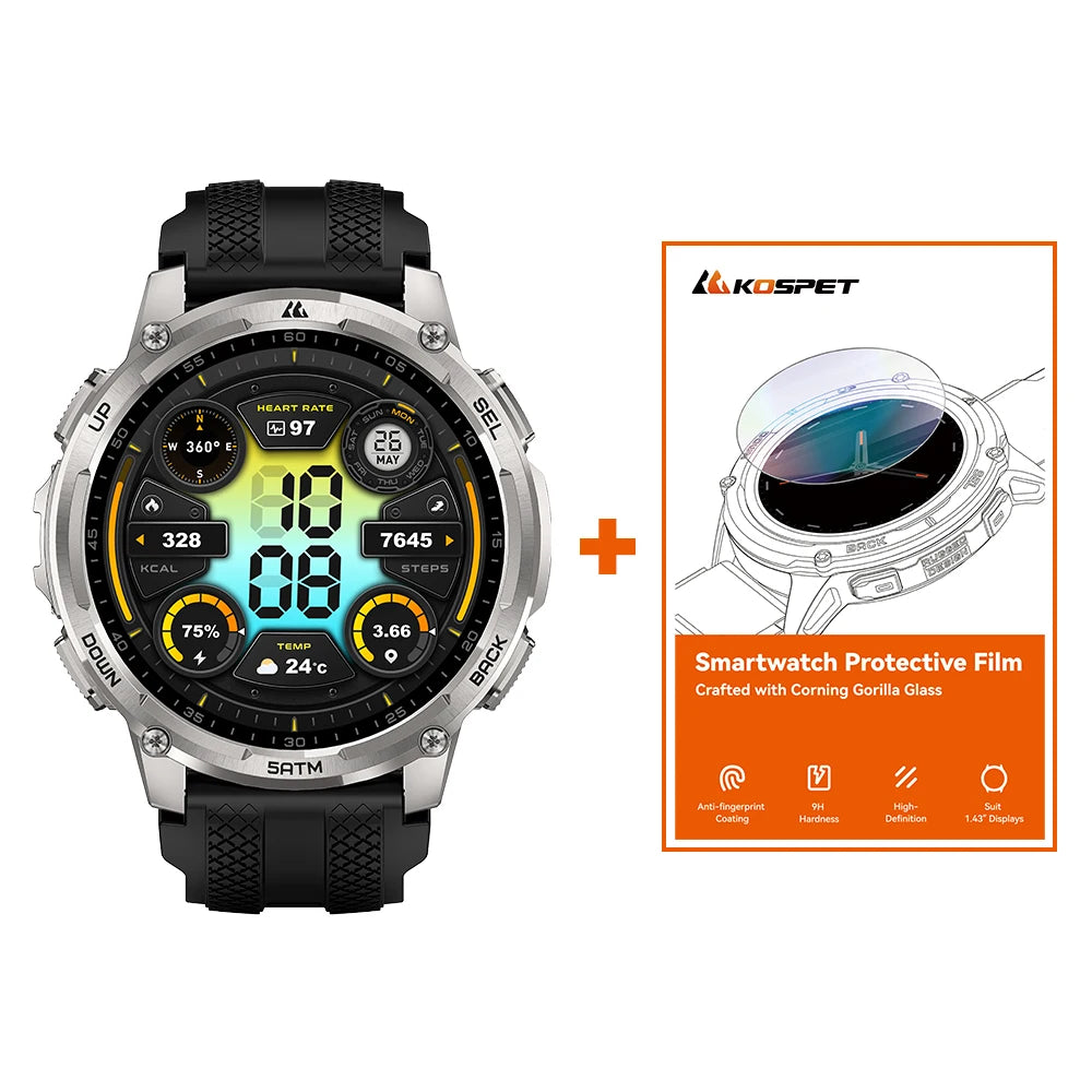 KOSPET Men’s Outdoor Rugged Smartwatch with Flashlight