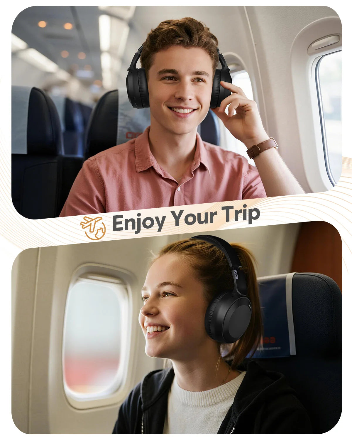 Acer OHR205 Wireless Bluetooth 6.0 Headphones Foldable Over-Ear Headphones Memory Foam Earpads Multipoint